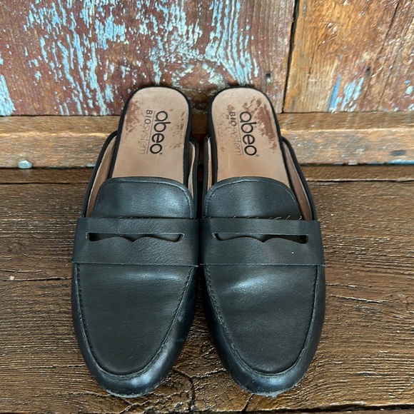 Abeo Bio System Jasmine Black Leather Slip On Loafer Mule Size 7 - Picture 2 of 8